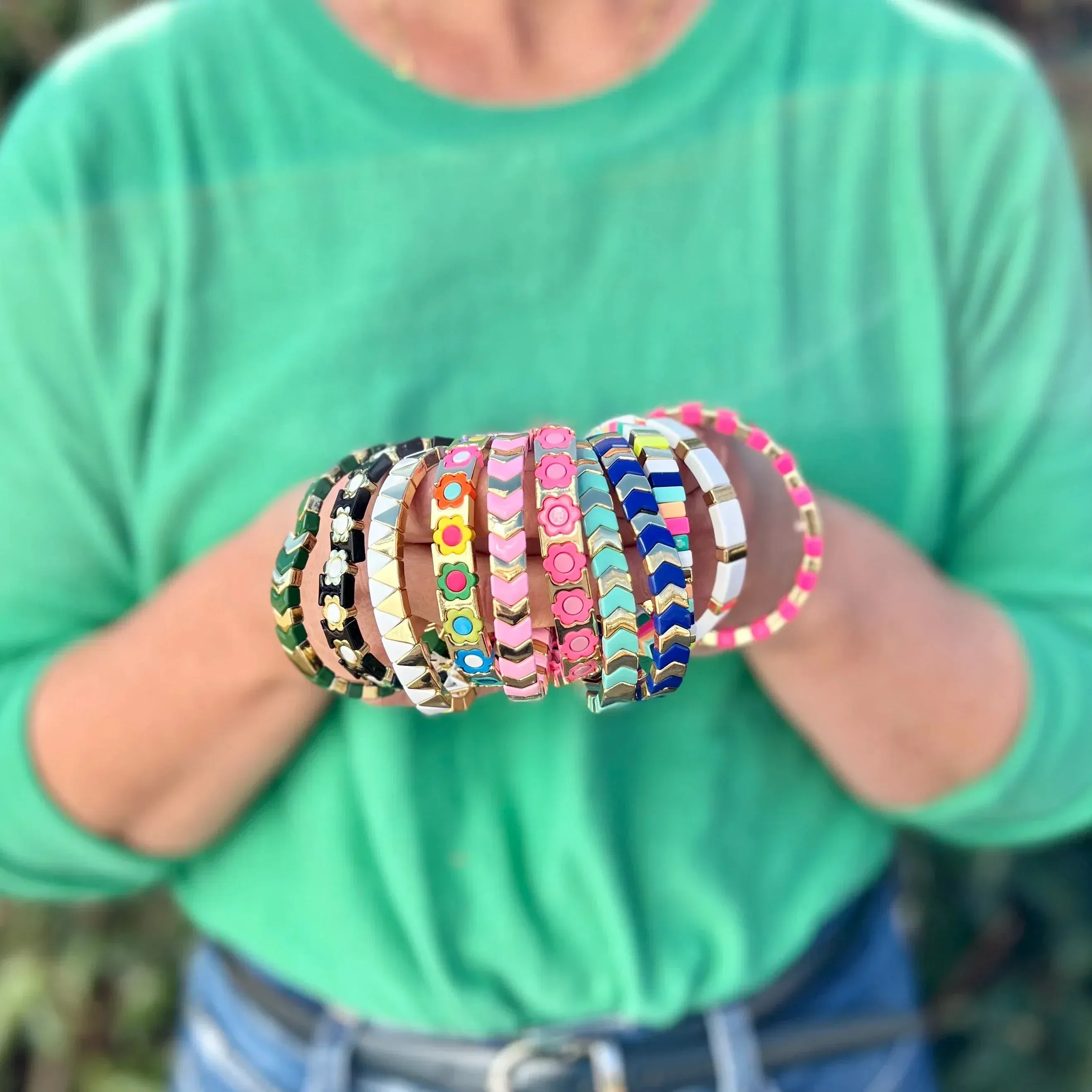 Enamel Bracelet Heart Pinks & Golds