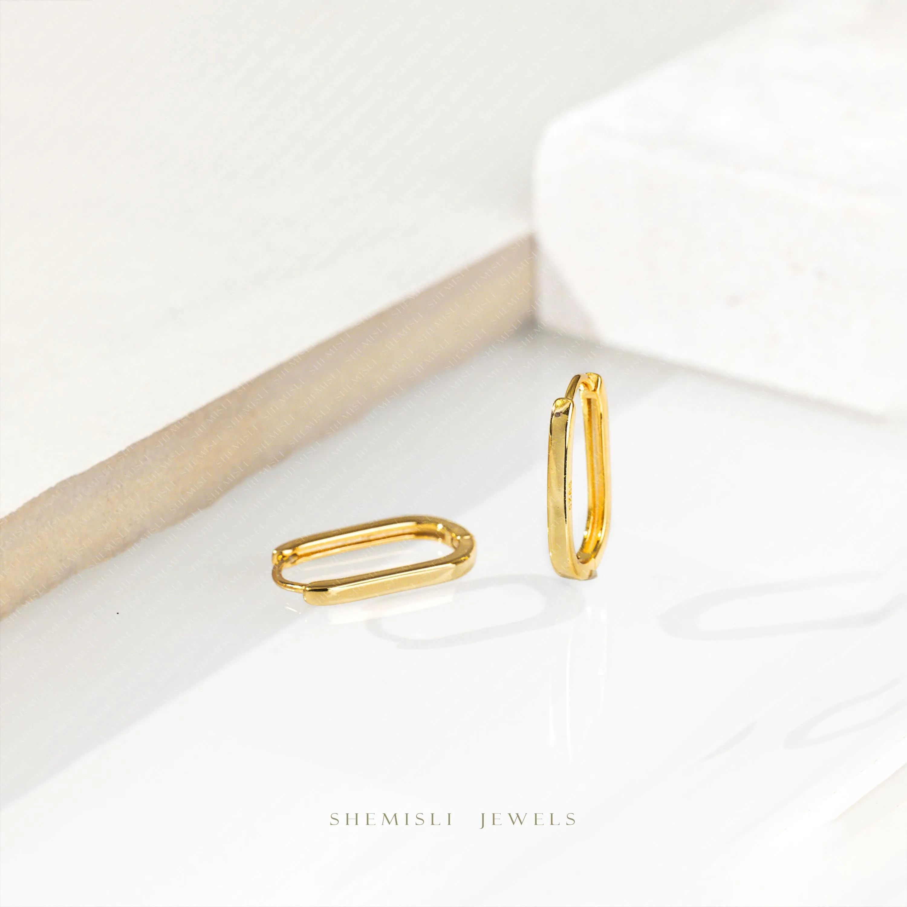 Everyday Oval Hoop Huggies Earrings Stack Set, Unisex, Gold, Silver SHEMISLI SH140, SH209