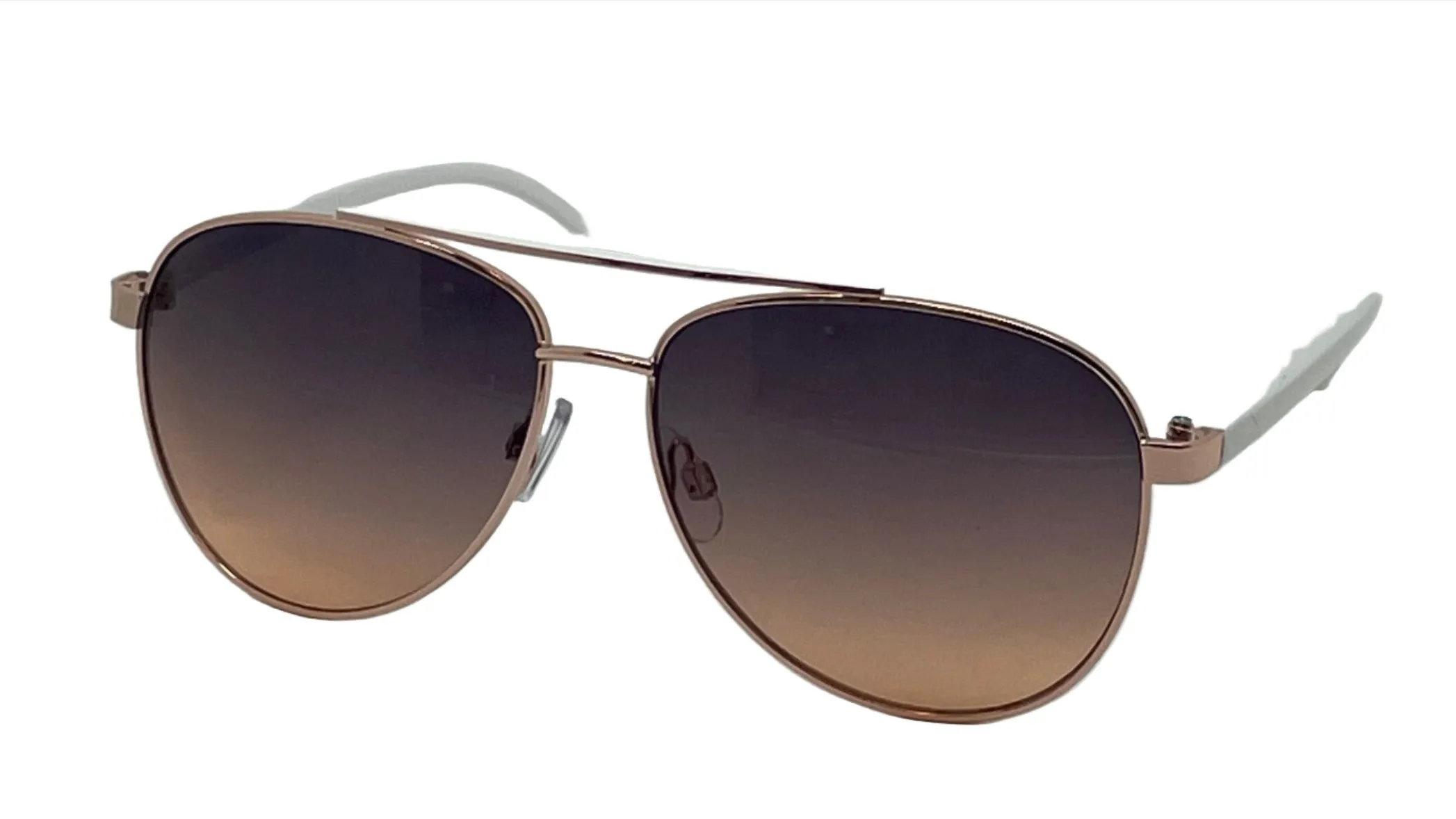 Fantas-Eyes Womens Portofino Plastic Metal Combo Aviator Non-Polarized Sunglasses - Gold/White