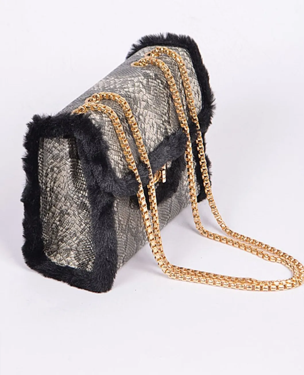 Faux snakeskin clutch