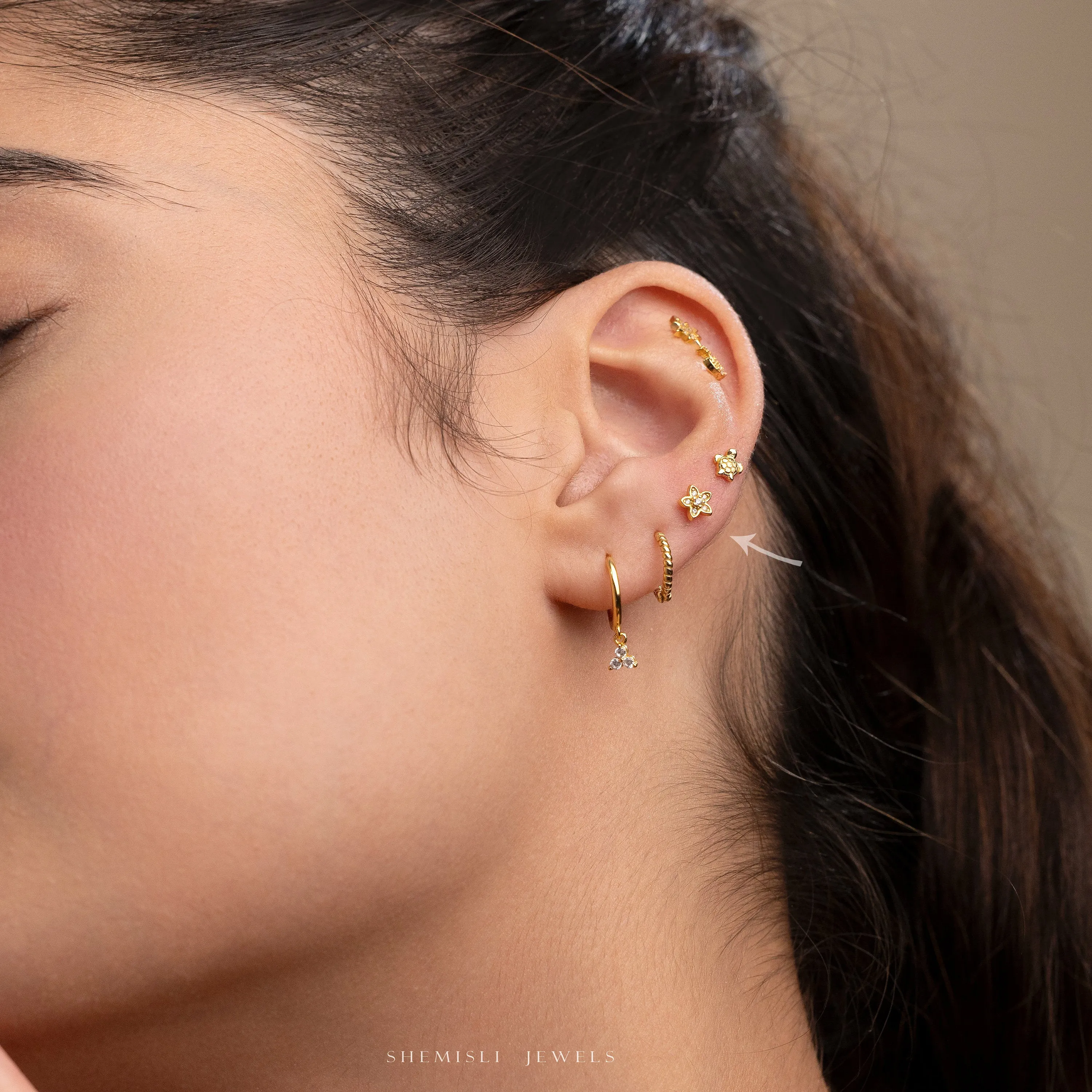 Forget-Me-Nots Flower Studs, Jasmine Earrings, Unisex, Gold, Silver SHEMISLI SS819 Butterfly End, SS820 Screw Ball End (Type A)