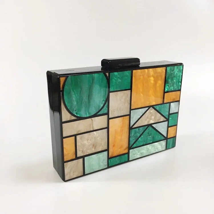 Geometric Patchwork Acrylic Crossbody Handbag