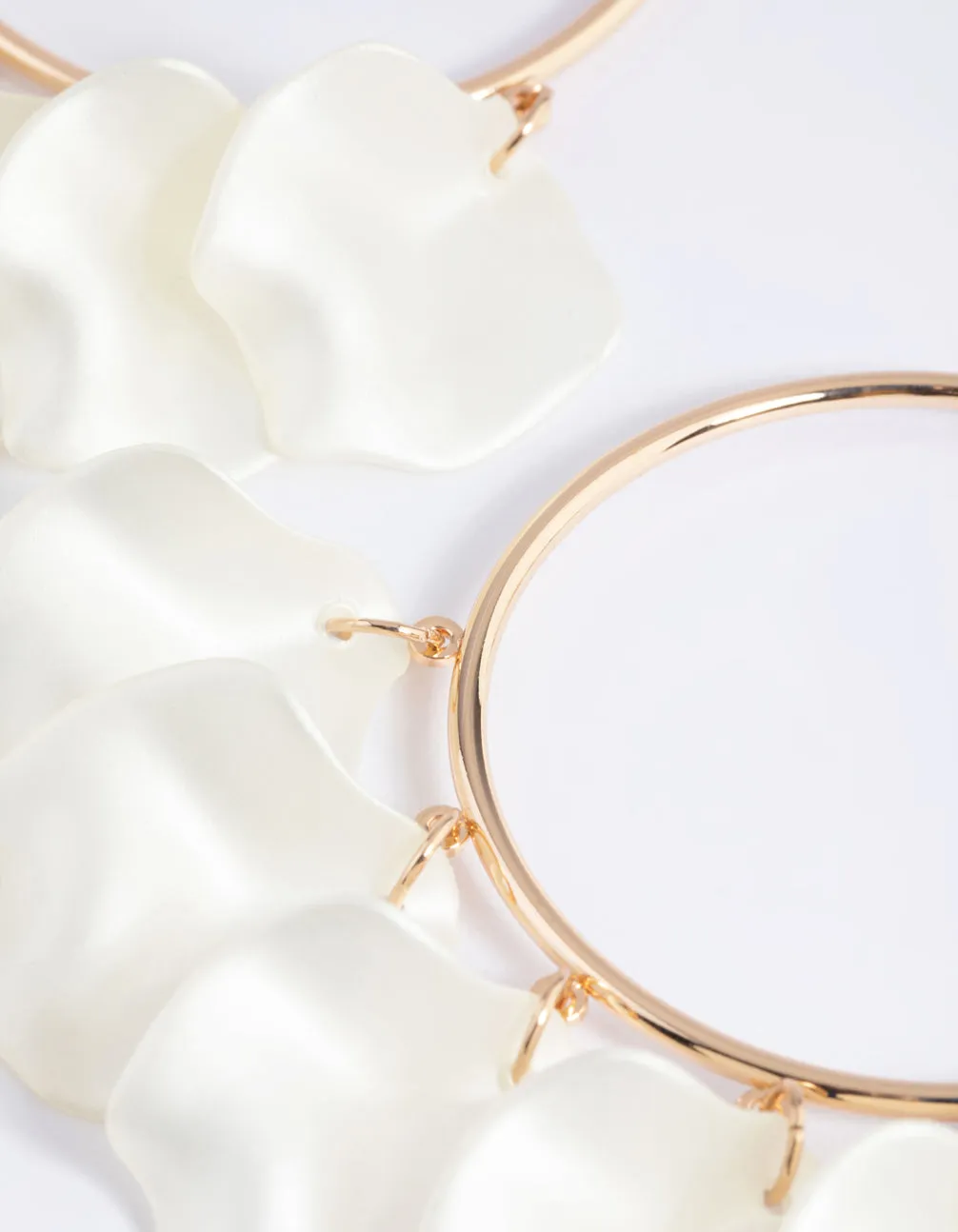 Gold Pearlised Petal Hoop Earrings