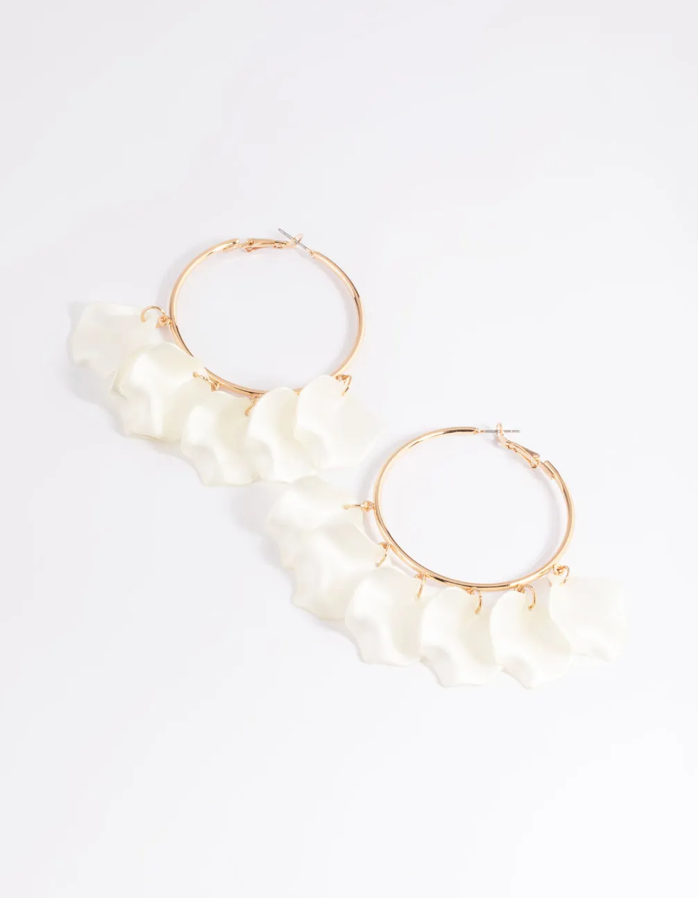 Gold Pearlised Petal Hoop Earrings