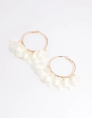 Gold Pearlised Petal Hoop Earrings