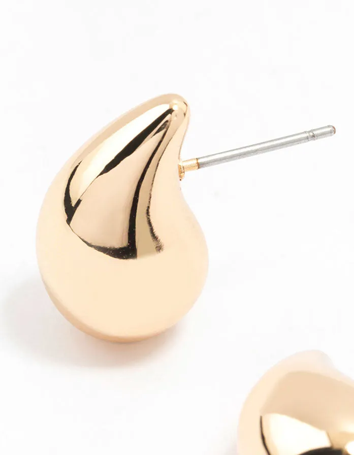 Gold Tiny Teardrop Stud Earrings