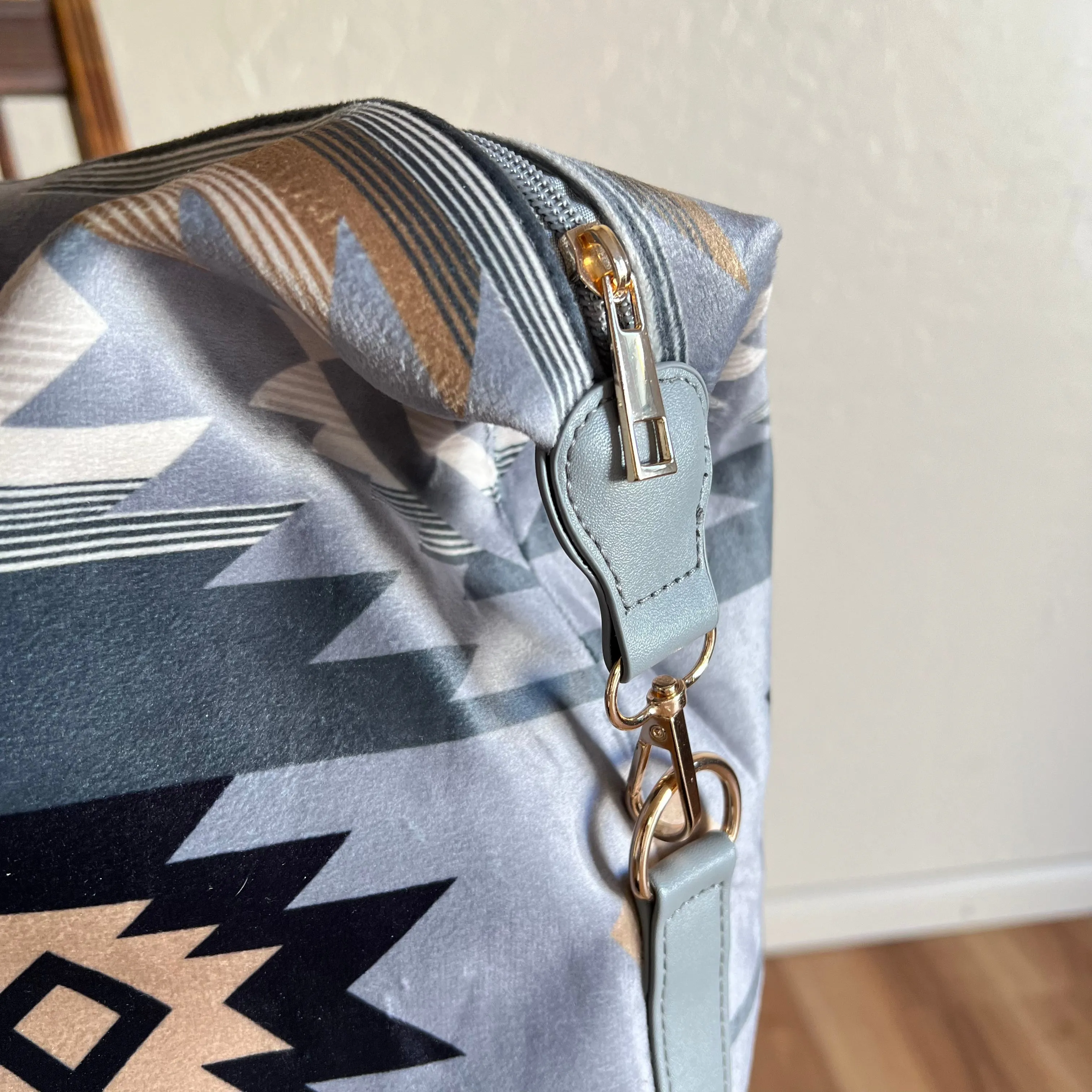 Grey Aztec Weekender Bag