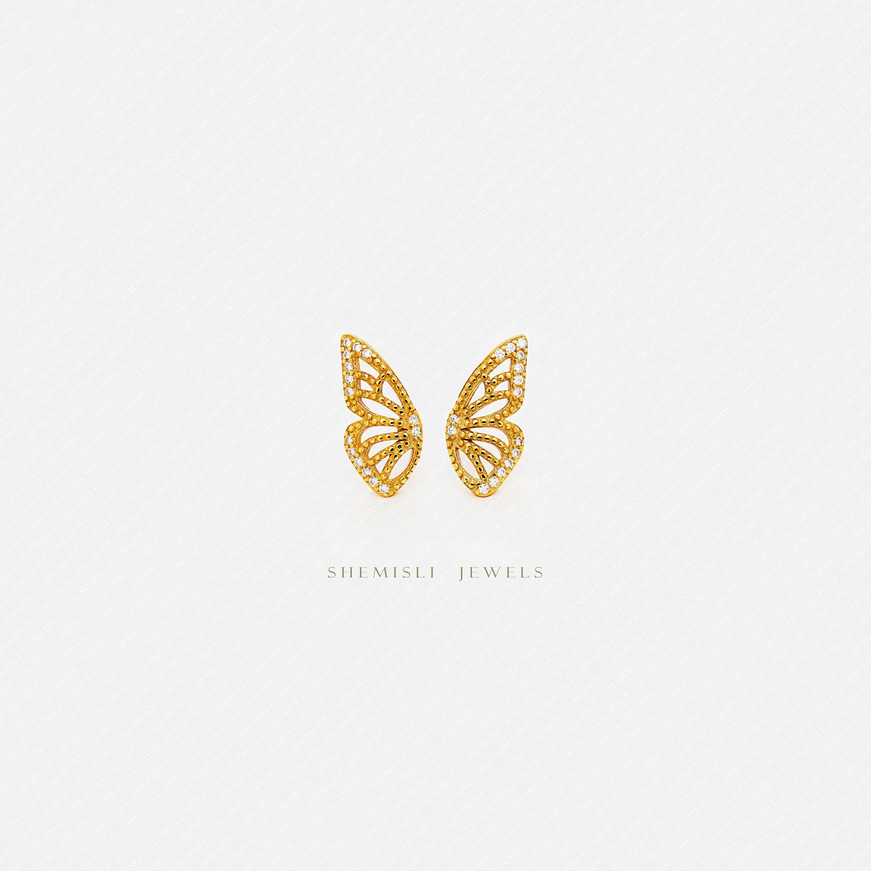 Half Butterfly Studs Earrings, Gold, Silver SHEMISLI - SS440 LR