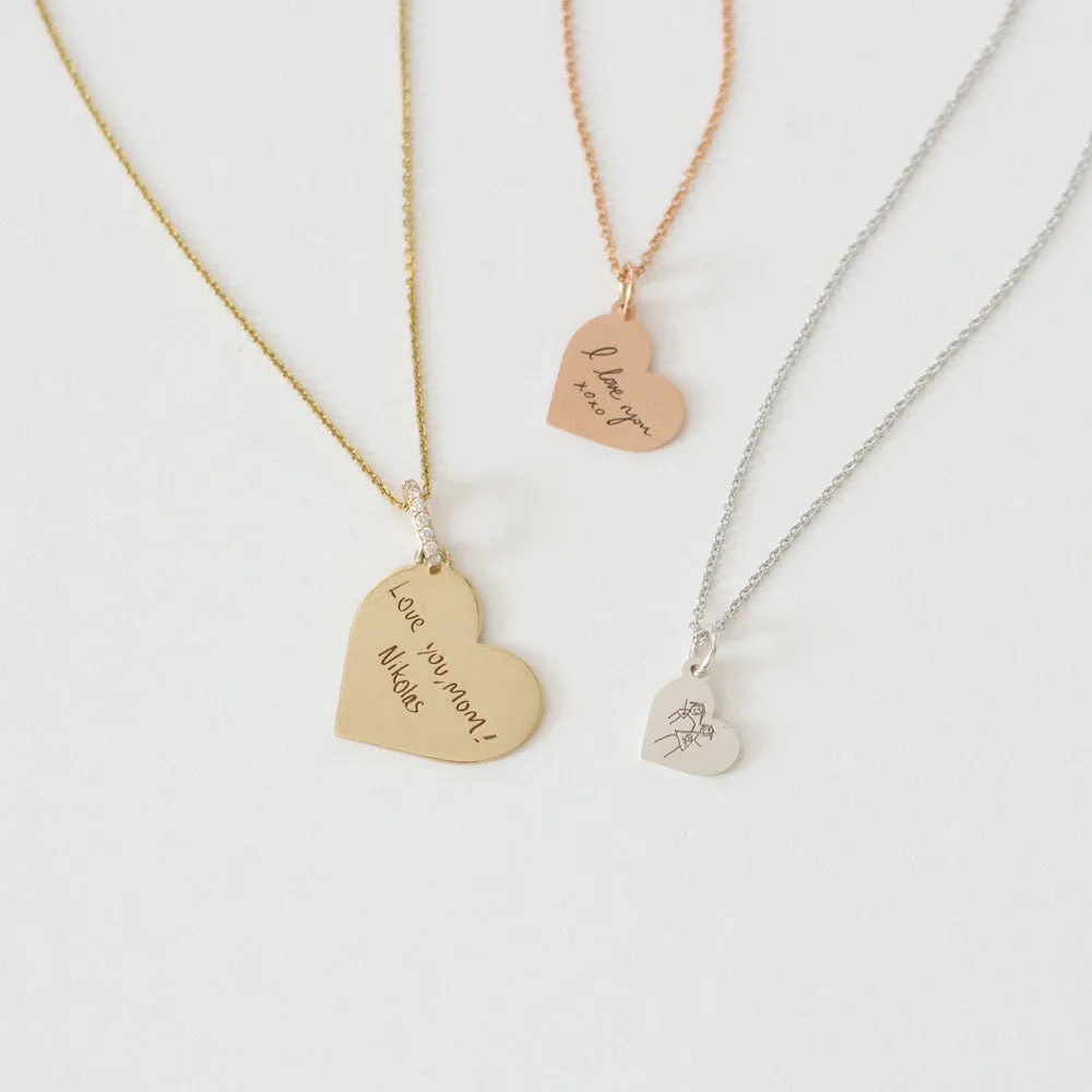 Handwriting Heart Medallion - Medium