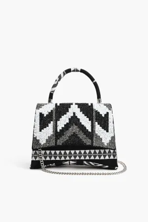 Ikat Noir Elegance Top Handle Bag