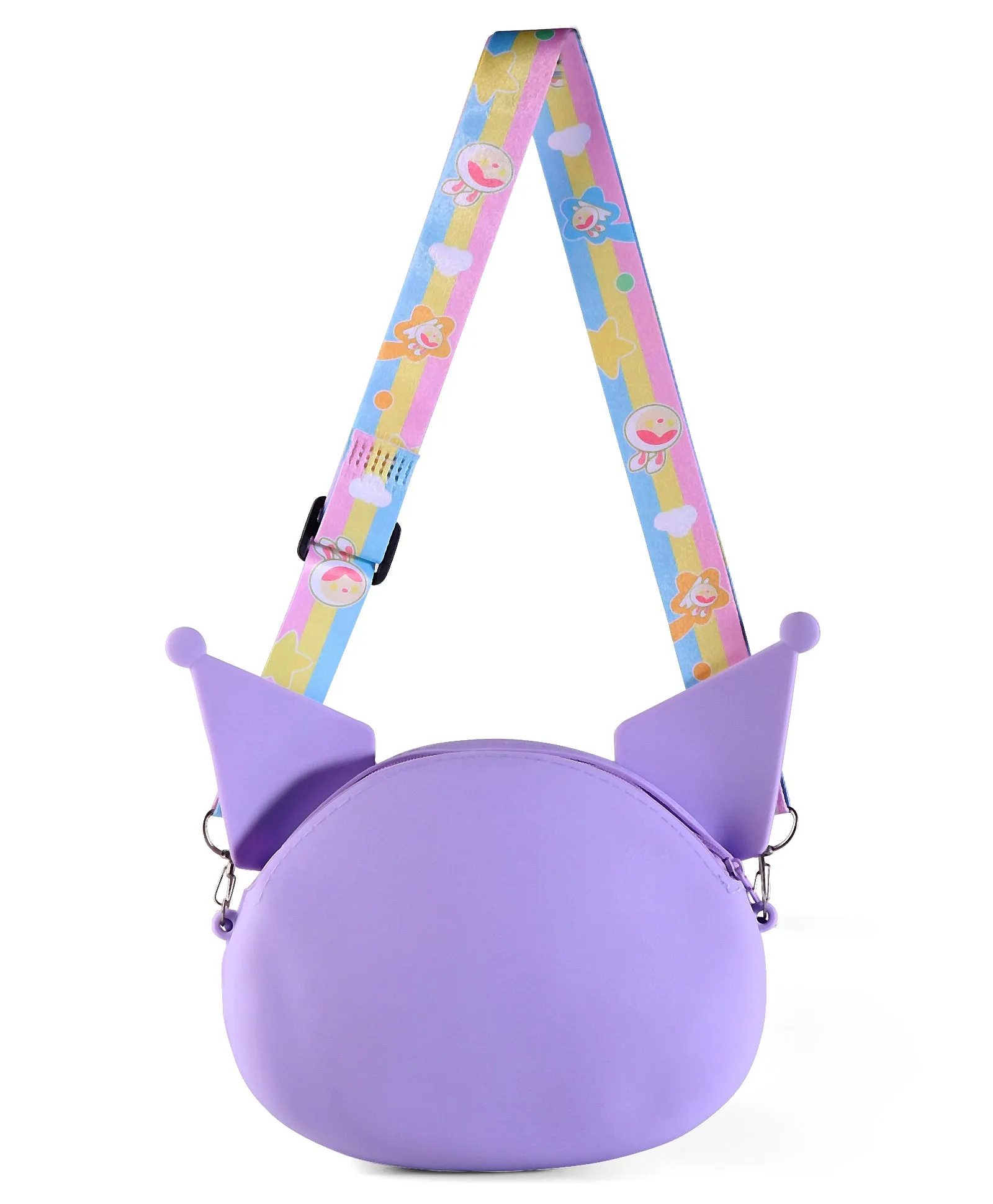 KUROMI FACE SILICON SLING BAG - PURPLE