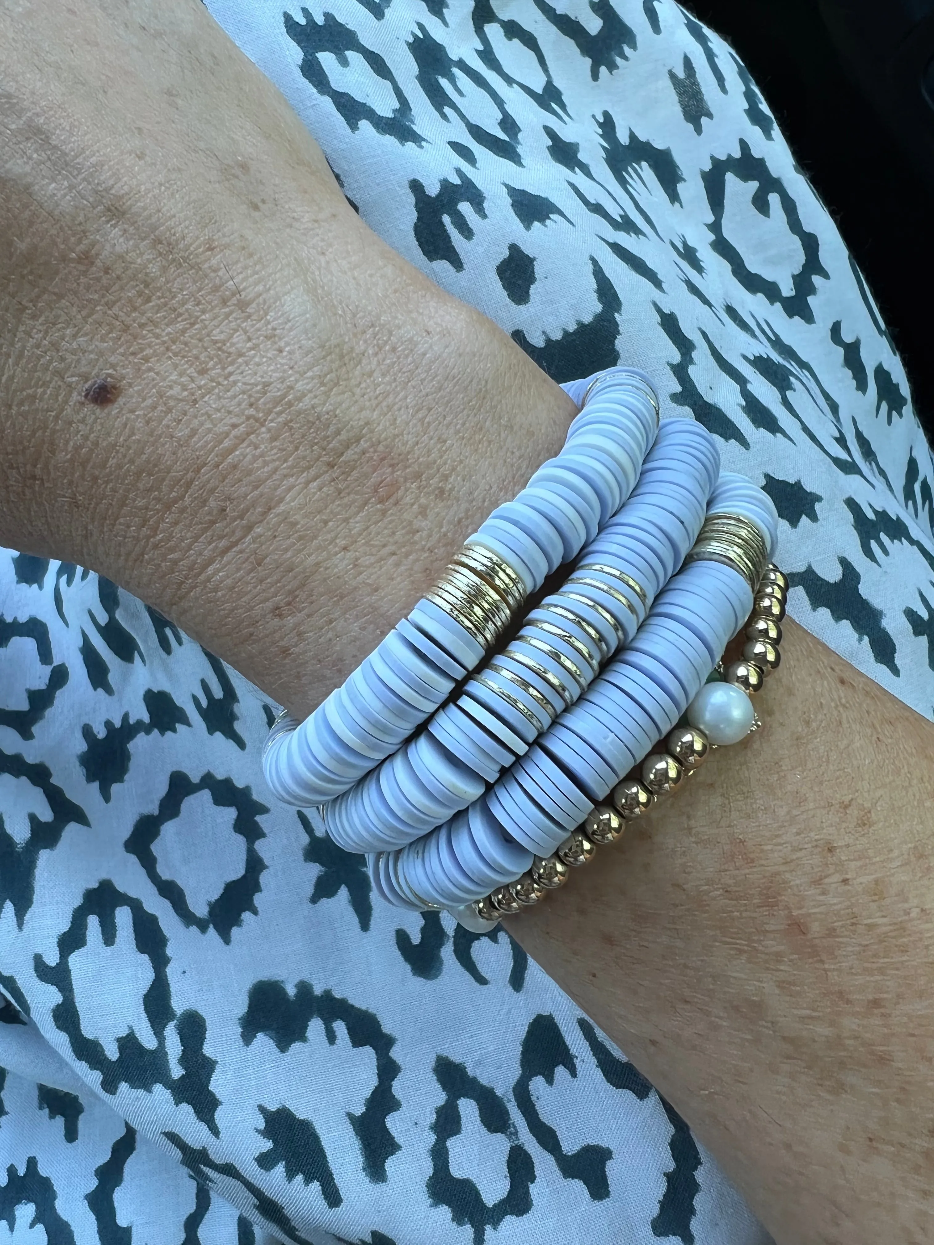 Light Blue & Gold Disc Bracelets (Made to Order - Sold individually)