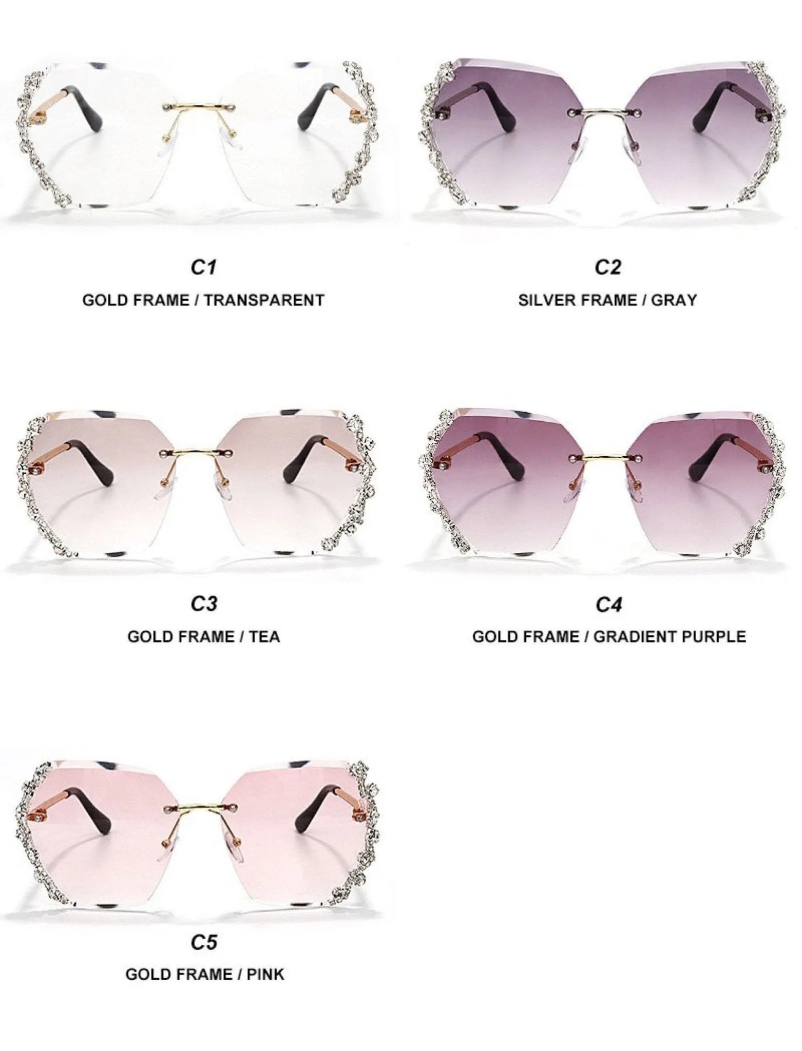 Luxury Rhinestone Rimless Sunglasses