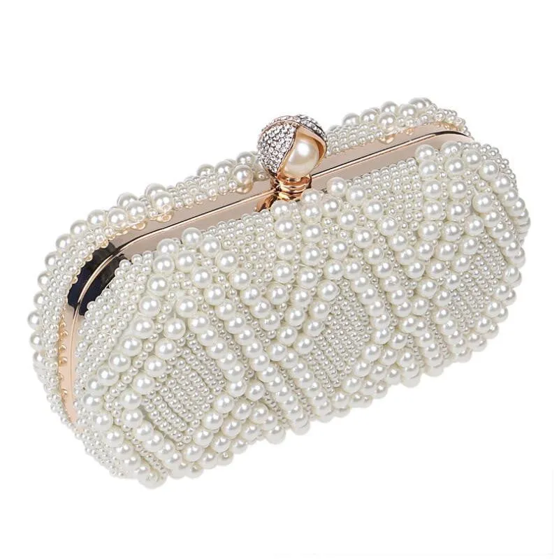 Luxy Moon Beaded Evening Bags Artificial Pearls Clutches