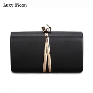 Luxy Moon Evening Bag PU Leather Solid Women's Purse Chain handbags Black Day Clutch Night Club Purse Clutches wedding Wallet