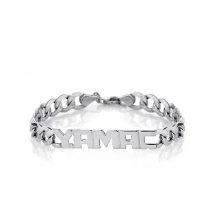 Nameplate Men's Bracelet 925 Sterling Silver Personalized Cuban Chain