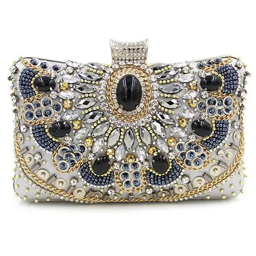 NATASSIE Women Clutch Ladies Diamond Day Clutches Purses Female Beaded Bag With Chain