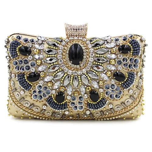 NATASSIE Women Clutch Ladies Diamond Day Clutches Purses Female Beaded Bag With Chain