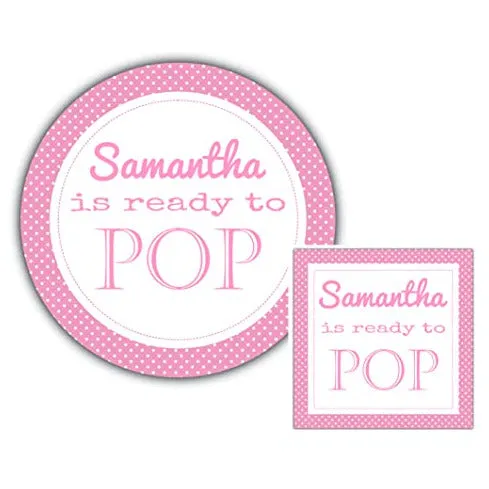 Personalised Baby Shower Stickers Pink Ready to Pop