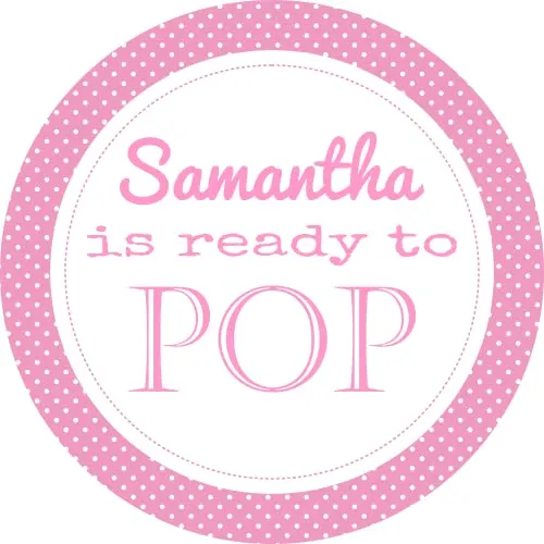 Personalised Baby Shower Stickers Pink Ready to Pop