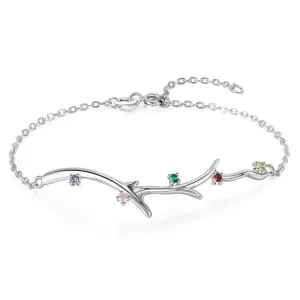 Personalized Branch Bracelet with Zirconia Custom 5 Birthstones Bracelets & Bangles for Women Family Gift