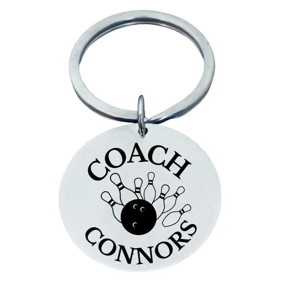 Personalized Engraved Bowling Coach Keychain - Pick Style