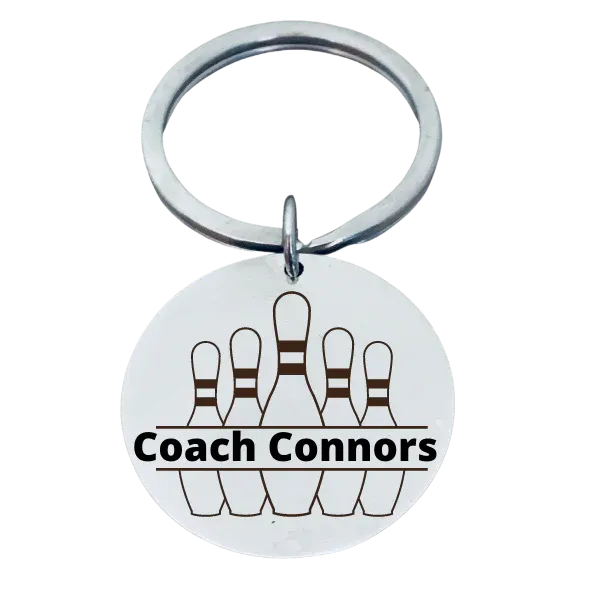 Personalized Engraved Bowling Coach Keychain - Pick Style