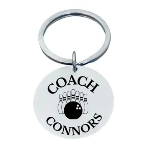 Personalized Engraved Bowling Coach Keychain - Pick Style