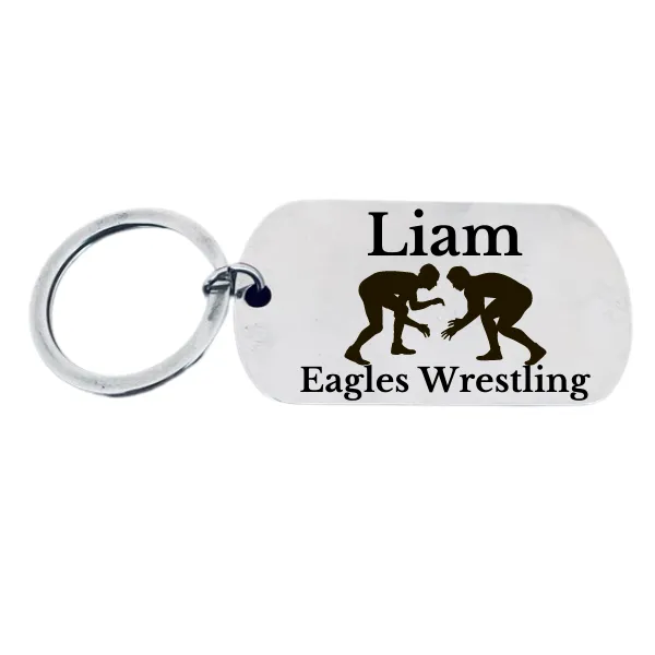 Personalized Engraved Wrestling Keychain - Pick Style