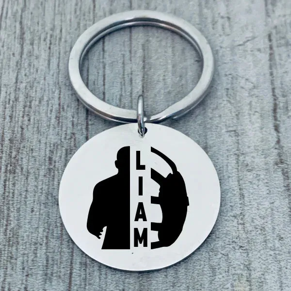 Personalized Engraved Wrestling Keychain - Round - Pick Style