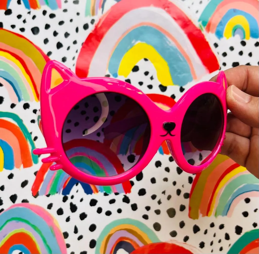 Pink Cat Retro Kids Sunglasses