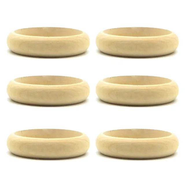 Pre Order:  6 Pieces Blank Wood DIY Painting Bangle Bracelets