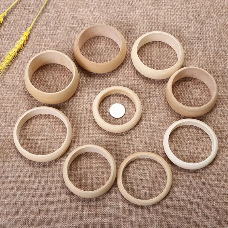 Pre Order:  6 Pieces Blank Wood DIY Painting Bangle Bracelets