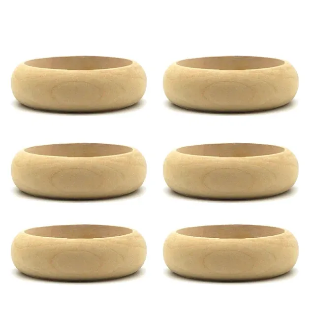 Pre Order:  6 Pieces Blank Wood DIY Painting Bangle Bracelets