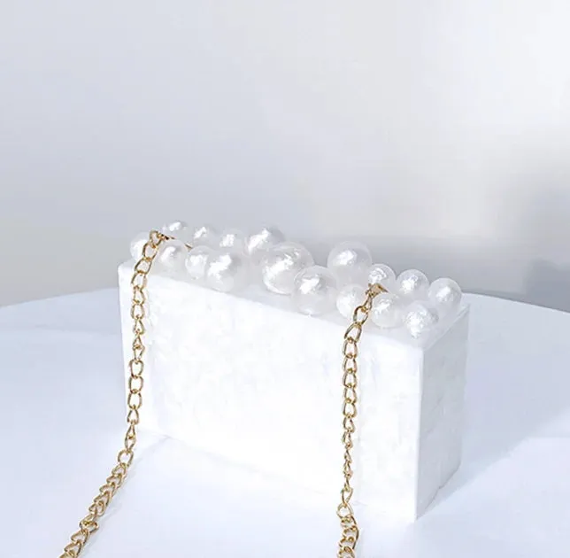 Pre Order:  Acrylic Marble Bead Box Clutch Bag