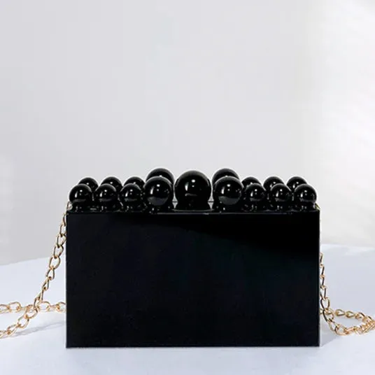 Pre Order:  Acrylic Marble Bead Box Clutch Bag