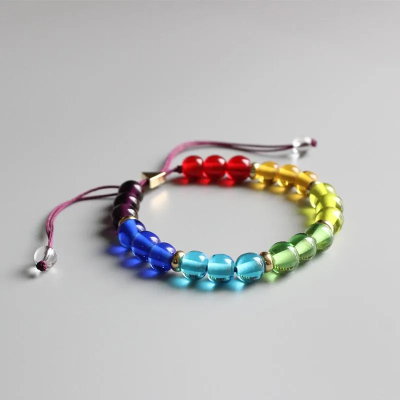 Rainbow Lamp-work 7 Chakra Healing Bracelet