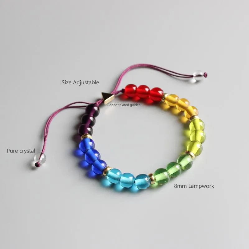 Rainbow Lamp-work 7 Chakra Healing Bracelet