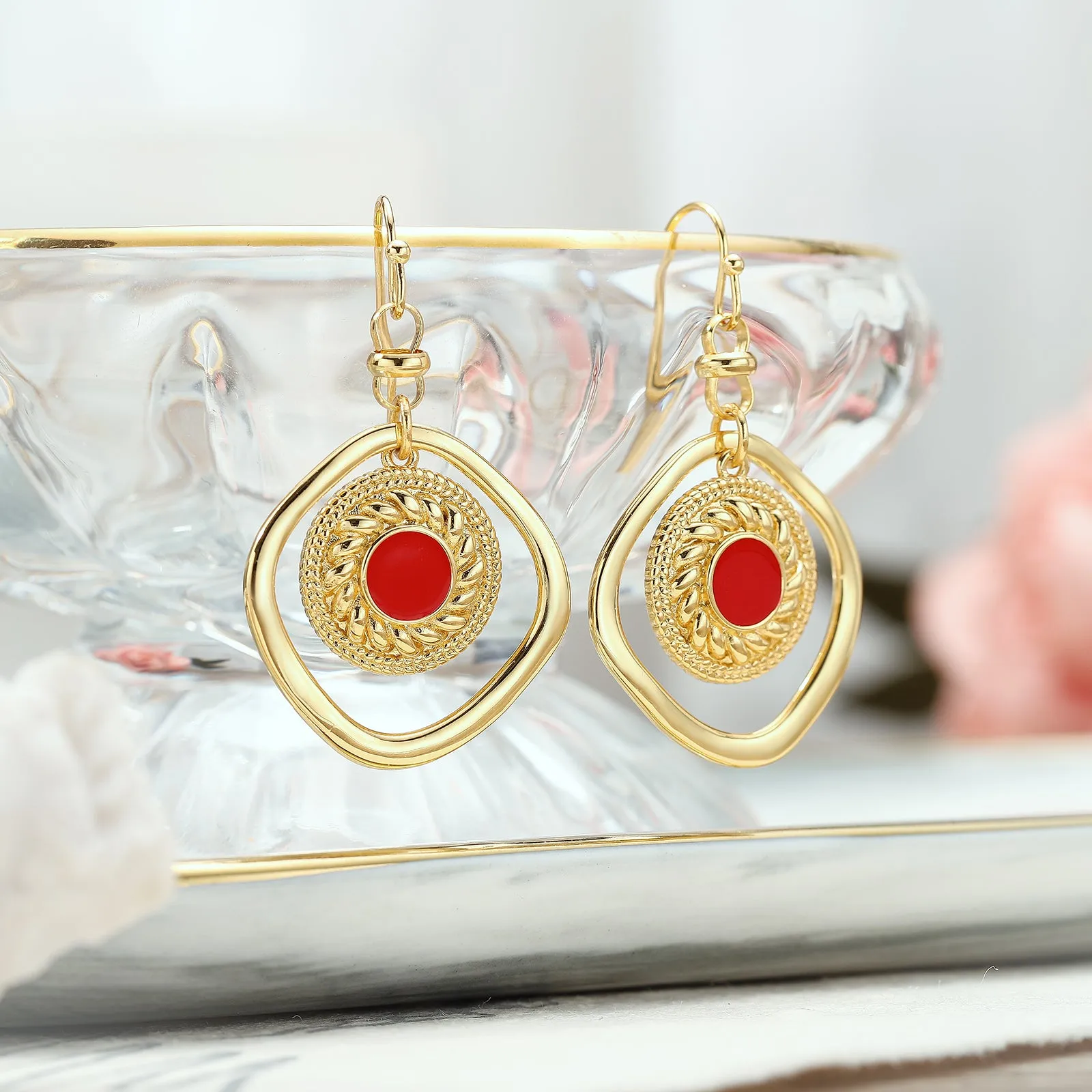 Red Hoop Earrings