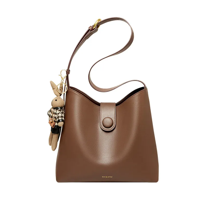 Retro Brown Leather Medium Shoulder Bag