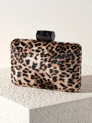 Shiraleah Destiny Leopard Minaudiere Clutch, Multi - FINAL SALE ONLY