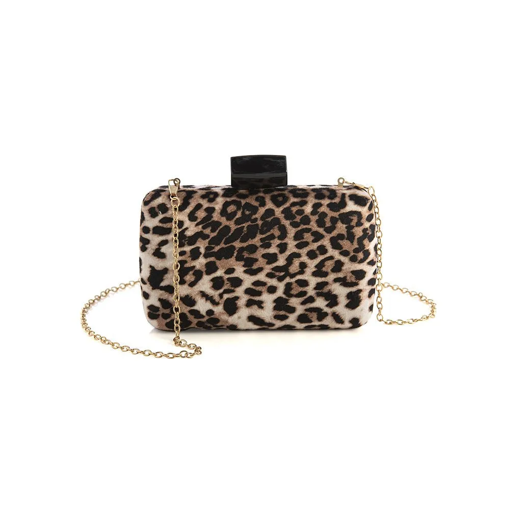 Shiraleah Destiny Leopard Minaudiere Clutch, Multi - FINAL SALE ONLY