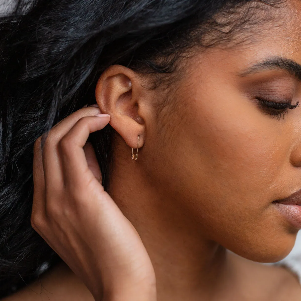 Solid Gold Safety Pin Earrings