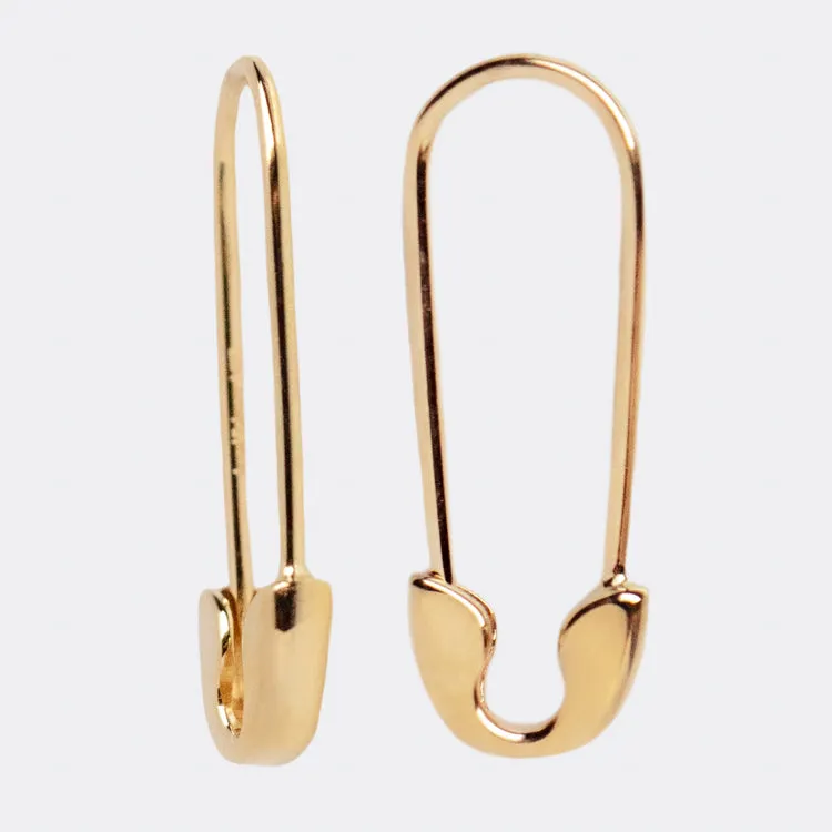 Solid Gold Safety Pin Earrings