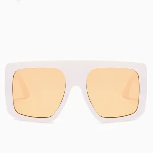 Star Look Bold Oversized Square Gradient Sunglasses - White