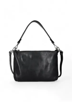 Stevie Leather Crossbody Bag - Black