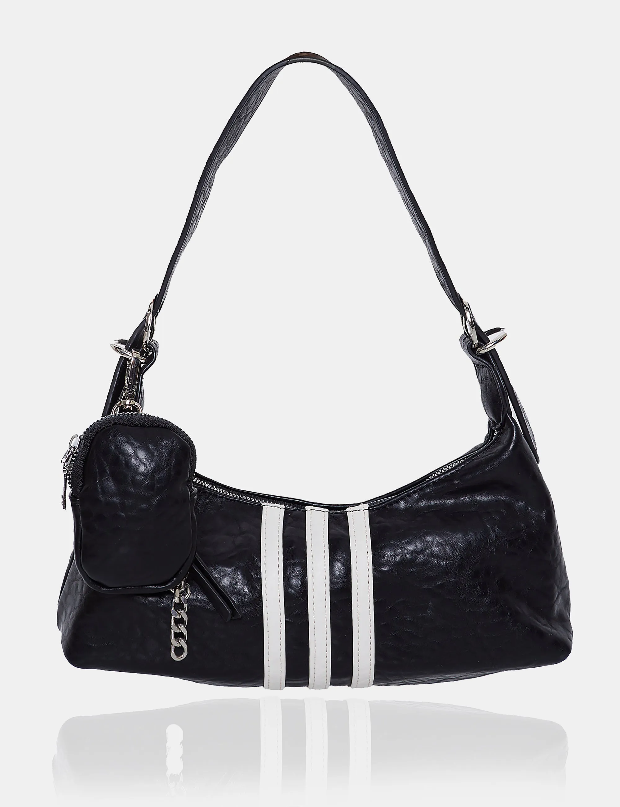 Supernova Black Striped Baguette Shoulder Bag