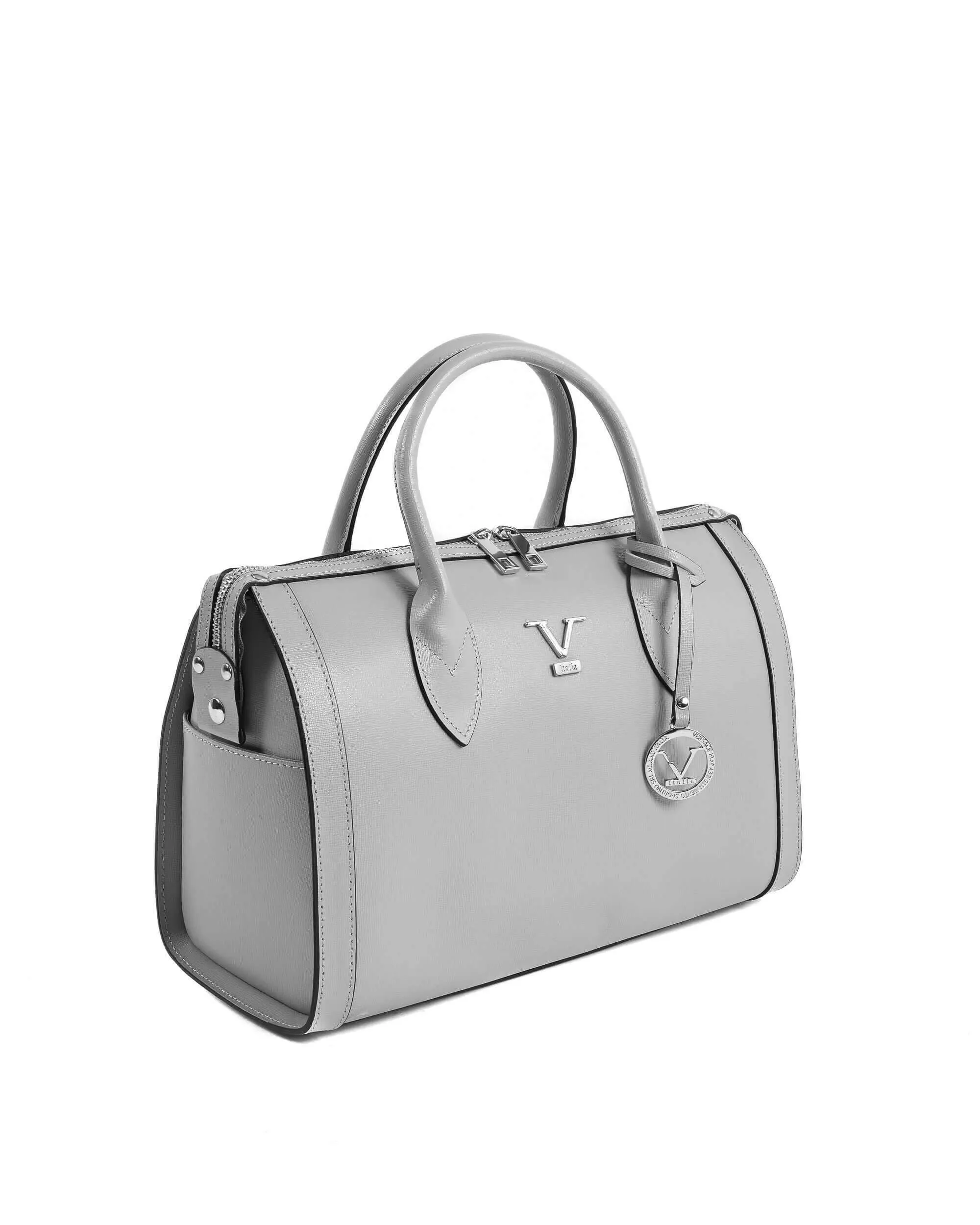 V Italia Womens Handbag Grey V014-S SAFFIANO GRIGIO