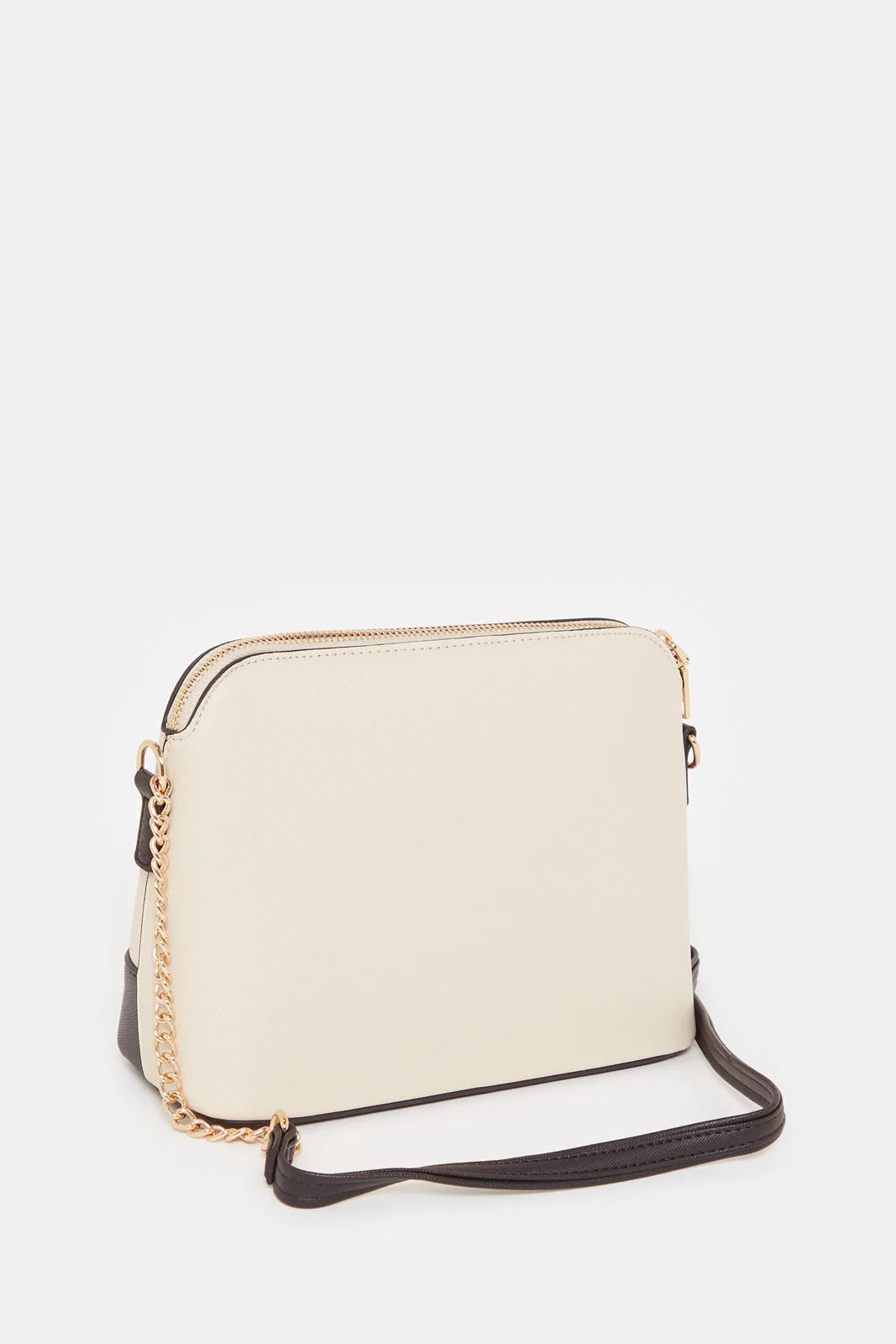 Women Beige And Black Cross Body Bag