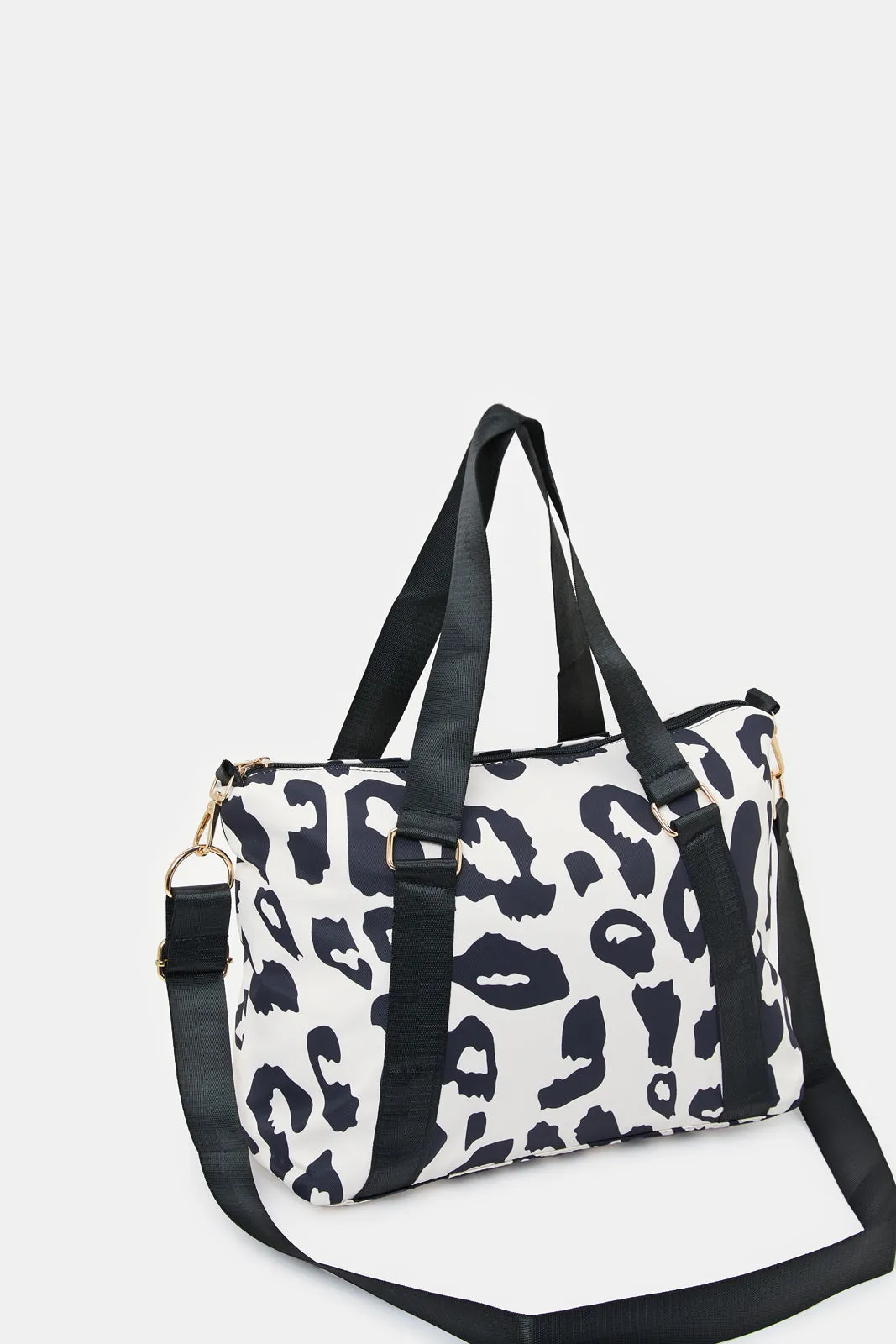 Women Black And White Hold All Bag